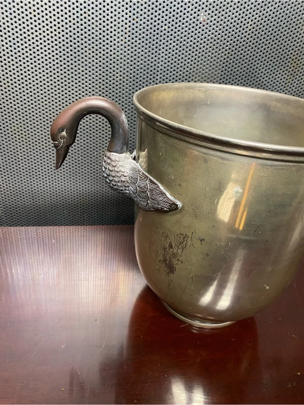 VINTAGE FRENCH REGENCY SWAN NECK ICE BUCKET MCM